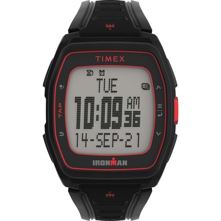 TIMEX IRONMAN T300 Silicone Strap Watch, Black/Red TW5M47500
